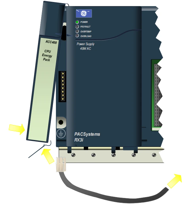 ACC400 Energy Pack: Connect to CPU via Cable IC695CBL001